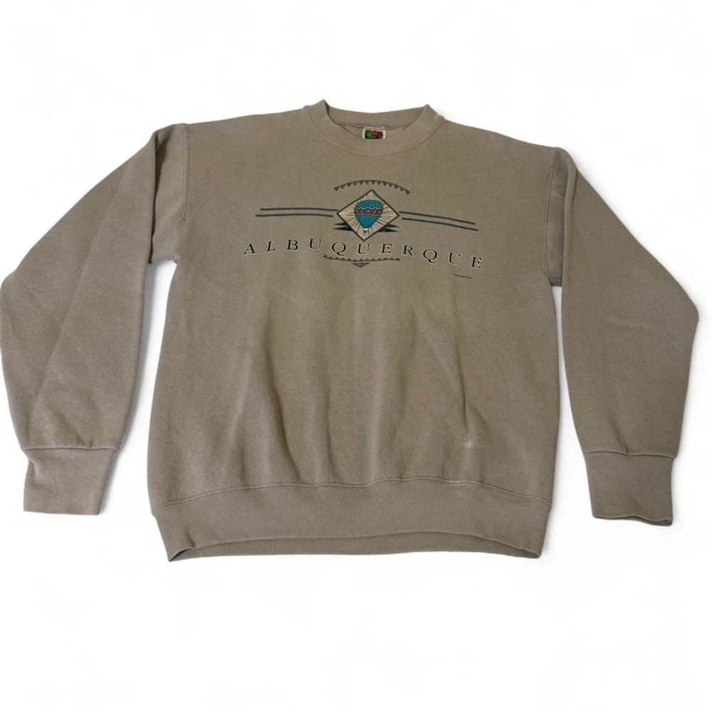 Vintage Albuquerque Hot Air Balloon Sweatshirt Tan Crewneck Y2K Streetwear M